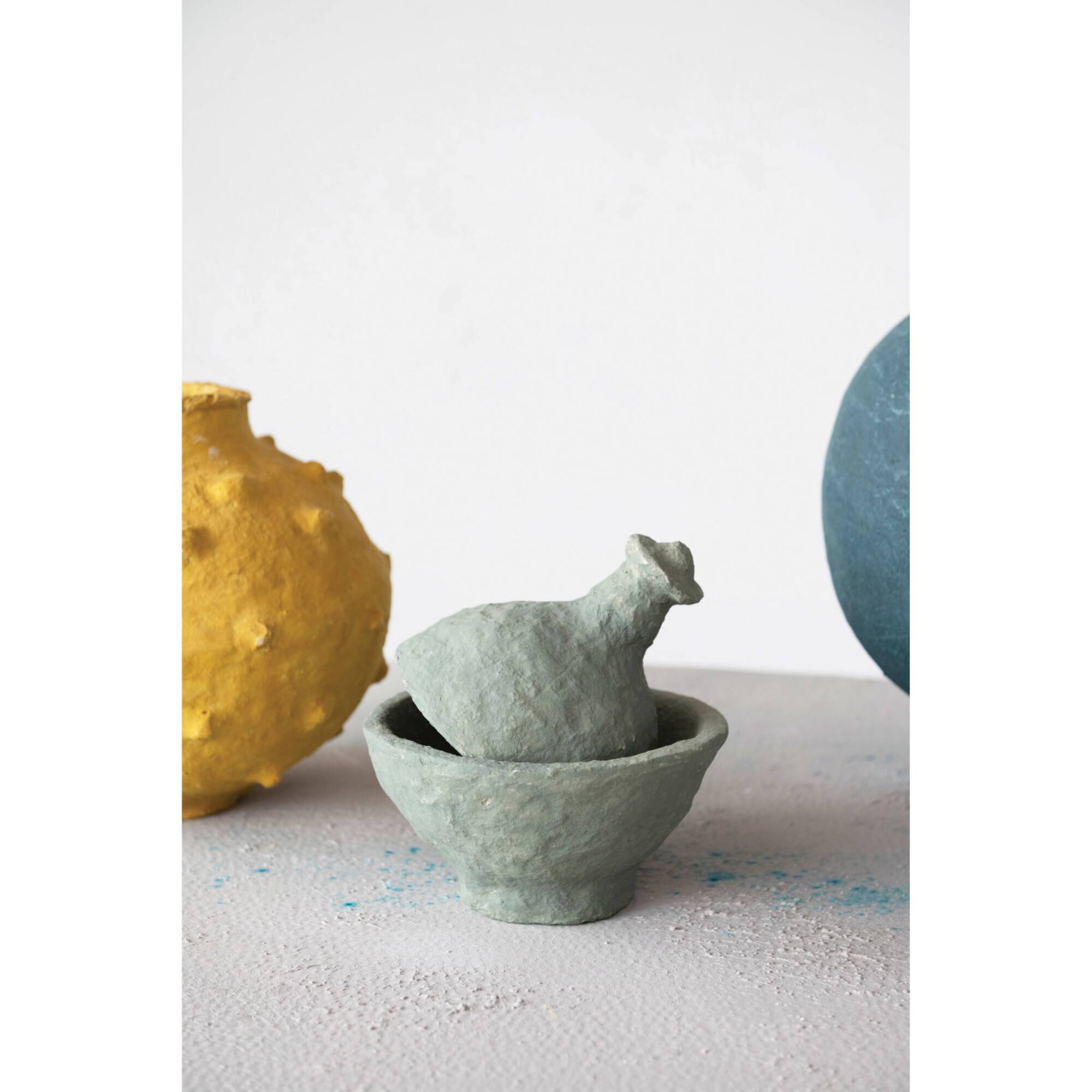 Hello Honey® 10" Handmade Paper Mache Dish with Lid